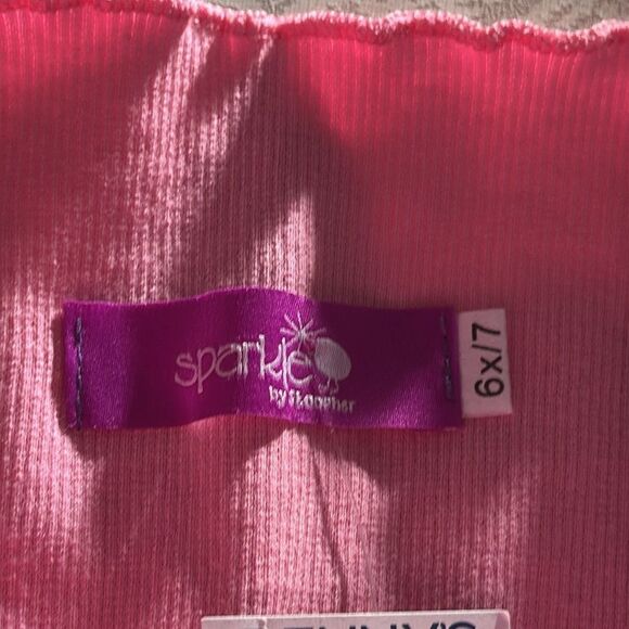 Sparkle by Stooper Girls Pink Tulle Strappy Rainbow Dress. Size 6x/7 - Picture 5 of 6